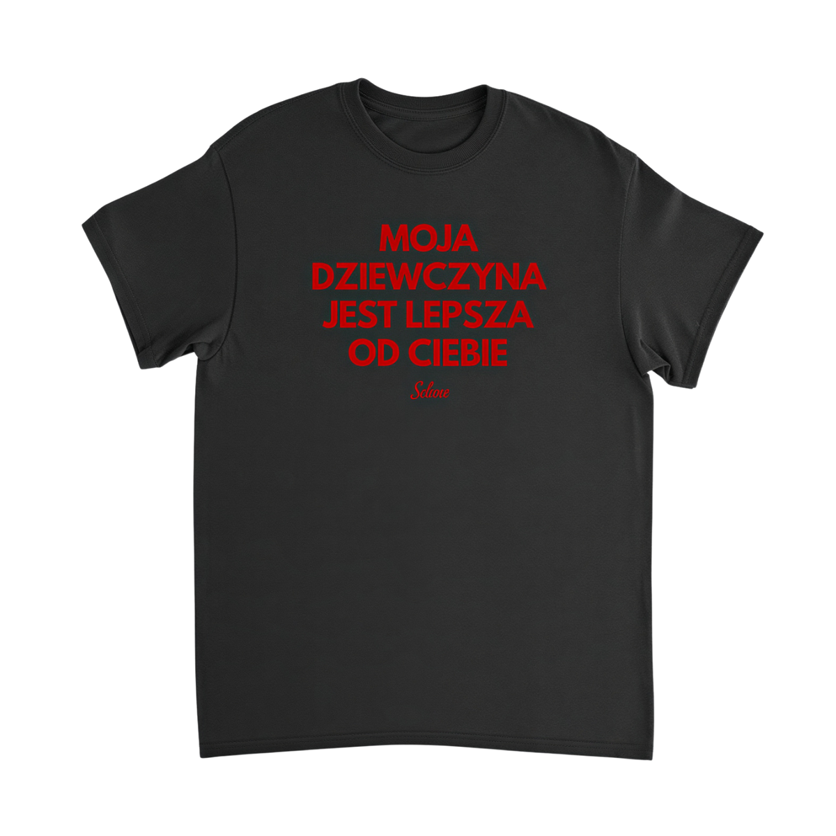 Czarna koszulka z napisem „Moja Dziewczyna Jest Lepsza od Ciebie” – nadruk z przodu – Selune